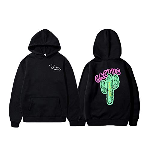 Tomwell Cactus Druck Langarm Sweatshirt Mit Kapuze Harajuku Hoodie Hip Hop Hoodie Kapuzenpullover Pullover Hooded Hoody (XL, Schwarz) von Tomwell