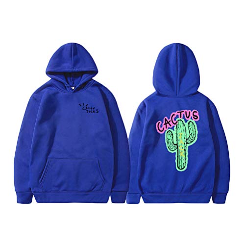 Tomwell Cactus Druck Langarm Sweatshirt Mit Kapuze Harajuku Hoodie Hip Hop Hoodie Kapuzenpullover Pullover Hooded Hoody Blau XL von Tomwell