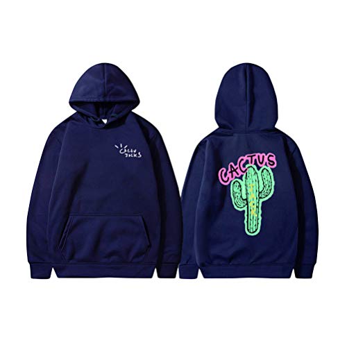 Tomwell Cactus Druck Langarm Sweatshirt Mit Kapuze Harajuku Hoodie Hip Hop Hoodie Kapuzenpullover Pullover Hooded Hoody Dunkelblau L von Tomwell