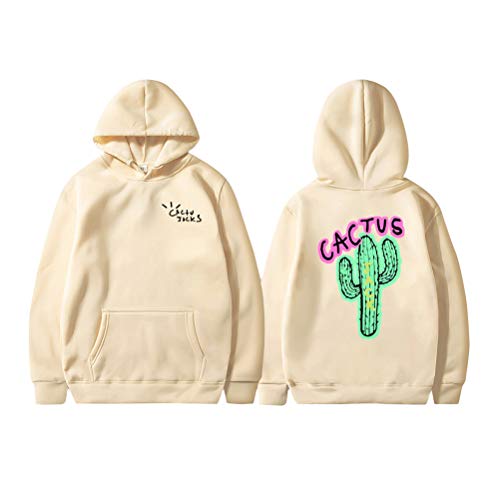 Tomwell Cactus Druck Langarm Sweatshirt Mit Kapuze Harajuku Hoodie Hip Hop Hoodie Kapuzenpullover Pullover Hooded Hoody Khaki M von Tomwell