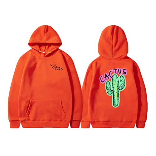 Tomwell Cactus Druck Langarm Sweatshirt Mit Kapuze Harajuku Hoodie Hip Hop Hoodie Kapuzenpullover Pullover Hooded Hoody Orange S von Tomwell