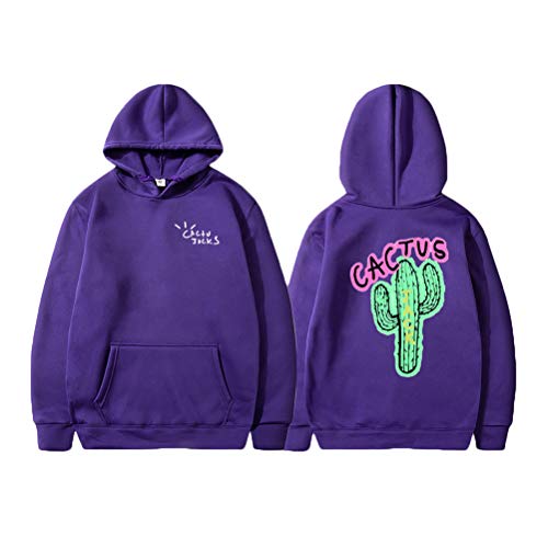 Tomwell Cactus Druck Langarm Sweatshirt Mit Kapuze Harajuku Hoodie Hip Hop Hoodie Kapuzenpullover Pullover Hooded Hoody Violett L von Tomwell