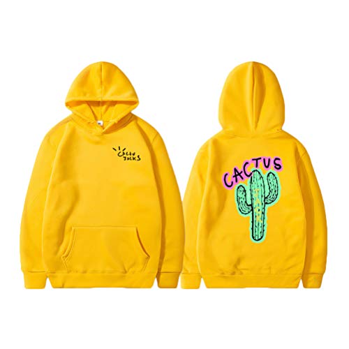 Tomwell Cactus Druck Langarm Sweatshirt Mit Kapuze Hoodie Hip Hop Hoodie Kapuzenpullover Pullover Hooded Hoody Gelb M von Tomwell