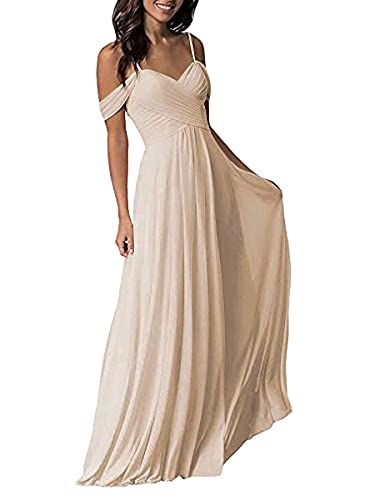 Tomwell Damen Ärmellos Kleider Camisole Elegant Knielang Partykleid Einfarbig A Linie Sommerkleid A Beige XXL von Tomwell