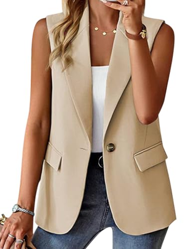 Tomwell Damen Blazer Business Anzug Elegant Anzugjacke Festlich Mantel Einfarbig Slim Fit Revers Geschäft Jacke Mode Cardigan Anzug Trenchcoat A Aprikose 3XL von Tomwell