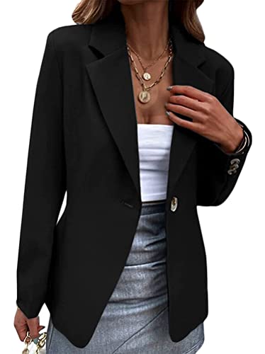 Tomwell Damen Blazer Schmale Jacke Drucken Blazer Kurz Mantel Lässige Oberbekleidung Mode Strickjacke Hemdjacke Winterjacke mit Tasche Damenjacke Elegant Langarmshirt Z Schwarz S von Tomwell