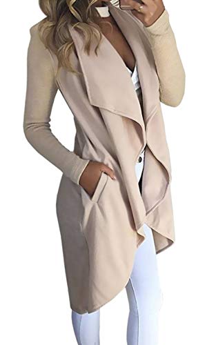 Tomwell Damen Cardigan Strickjacke Asymmetrisch Strickmantel Mantel mit Tasche Beige 38 von Tomwell