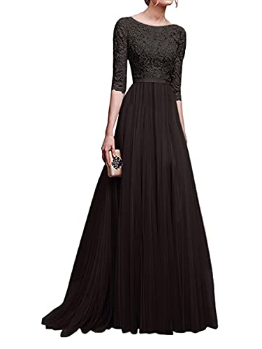 Tomwell Damen Elegant A-Linie V-Ausschnitt Abendkleid Paillettenkleid Partykleid Sexy Kurzarm Cocktailkleid Brautjungfer Hochzeit Glitzer Maxikleid Ballkleid Langes A Schwarz 40 von Tomwell