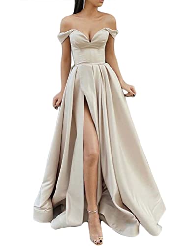 Tomwell Damen Elegant A-Linie V-Ausschnitt Abendkleid Partykleid Sexy Cocktailkleid Hochzeit Glitzer Maxikleid Ballkleid Langes A Aprikose S von Tomwell