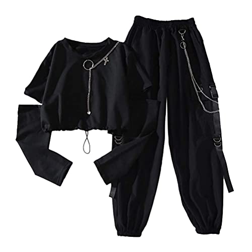 Tomwell Damen Hausanzug Set Jogginganzug Sportanzug Freizeitanzug 2 Teilig Langarm Zipper Lange Hohe Taille Hosen D1 Schwarz XXL von Tomwell