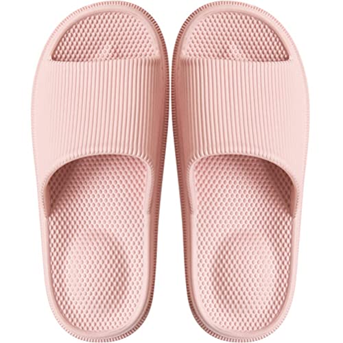 Tomwell Damen Herren Badelatschen Schnelltrocknende Dusch-& Badeschuhe Hausschuhe rutschfeste Badepantoffeln Sommer Slide Flip Flops Massage Frauen Pantoletten Schlappen C Rosa 34/35 EU von Tomwell