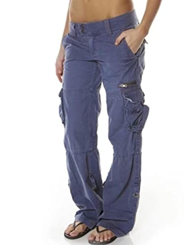 Tomwell Damen Hosen Multi Pocket Overalls Weiche Bequeme Lose Boyfriend Style Fashion Coole Atmungsaktive Sport Jogginghose Z Blau Large von Tomwell