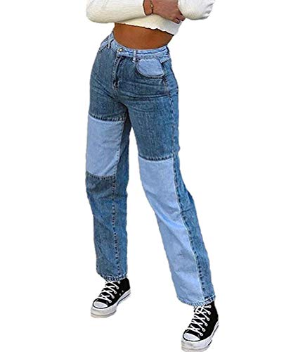 Tomwell Damen Jeans Boyfriend High Waist Jeanshose Locker Lang Boyfriend Jeans Blau Hose Jeans Straight Lässig Hosen C Blau S von Tomwell