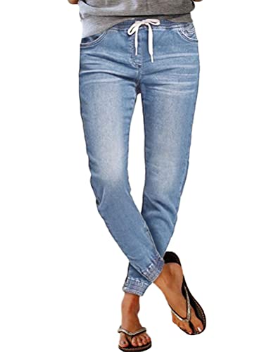 Tomwell Damen Jeans Boyfriend High Waist Jeanshose Locker Lang Boyfriend Jeans Blau Weites Bein Hose Denim Straight Lässig Weich Pants Blau03 L von Tomwell