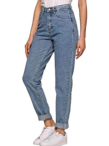 Tomwell Damen Jeans Boyfriend Hoher Bund Jeanshose Locker Lang Boyfriend Jeans Blau Hose Jeans Straight Lässig Weich A Hellblau S von Tomwell