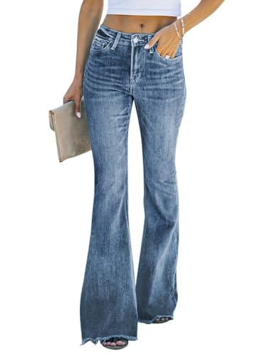 Tomwell Damen Jeanshose Mode High Waist Pant Blau Weite Bein Boyfriend Stretch Skinny Jeans Hosen Vintage Lässig Straight Denim Pants A Blau9 XL von Tomwell