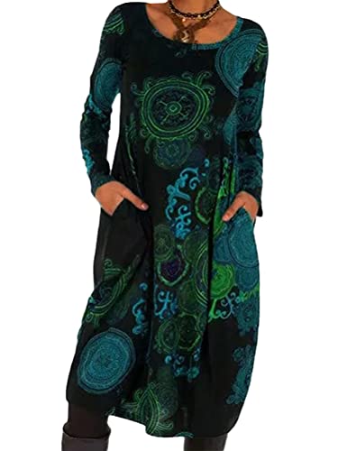 Tomwell Damen Langarm Plissee Kleider Knielang Shirtkleider Ethnisches Rundhals Kleid Freizeitkleid Mit Taschen B Blau L Tomwell Damen Langarm Plissee Kleider Knielang Shirtkleider Ethnisches Rundhals Kleid Freizeitkleid Mit Taschen B Blau L von Tomwell