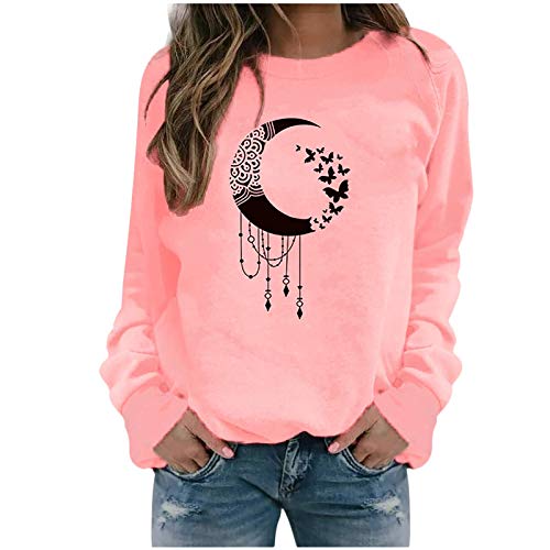 Tomwell Damen Löwenzahn Sweatshirt Langarmshirt Pusteblume Drucken Pullover Herbst Winter Bluse Tops Oberteile H Rosa L von Tomwell