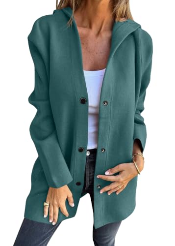 Tomwell Damen Mantel Elegant Herbstjacke Cardigan Trenchcoat Wintermantel Übergangsjacke Damen Lang Kapuzenjacke Mode Coat A Dunkelgrün M von Tomwell
