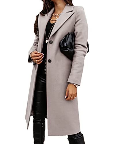 Tomwell Damen Mantel Trenchcoat Jacke Lang Warm Wintermantel Übergangs Jacke Parka mit Reverskragen C Grau 3XL von Tomwell