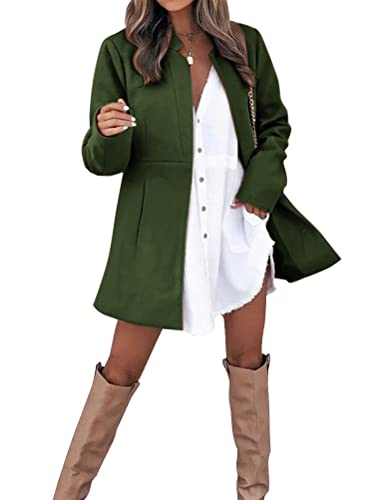 Tomwell Damen Mantel Trenchcoat Jacke Lang Warm Wintermantel Übergangs Jacke Parka mit Reverskragen D Grün M von Tomwell