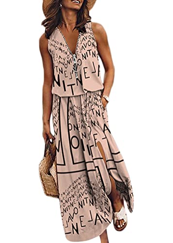 Tomwell Damen Maxikleid Bohemian Farbe Patchwork Neckholde Abendkleider Ärmellos Schulterfrei Strandkleid Sommer Party Kleid Z1 Khaki 40 von Tomwell