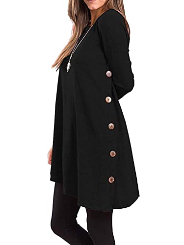 Tomwell Damen Pullover Kleider Mini Kleid mit Tiefer V-Kragenschnitt Reißverschluss Winterkleider Strickkleider Langarm Mode Stricksweat Strickpullover Sweatkleid Schwarz 46 von Tomwell
