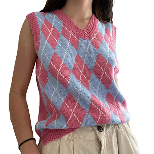 Tomwell Damen Pullunder Casual Sweater Strick Weste Strickwaren Freizeit Tops A Rosa S von Tomwell