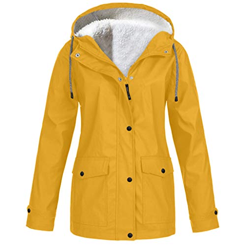 Tomwell Damen Regenjacke Übergangsjacke Windbreaker Wasserdicht Kordelzug Reißverschluss Kapuze Regenmantel mit Atmungsaktiv C Gelb M von Tomwell
