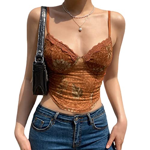 Tomwell Damen Sexy Crop Tank Tops Racerback BH Unterhemden ohne Bügel Basic Camisole Top Tank Top Sommer Sport Yoga Unterwäsche B Braun L von Tomwell