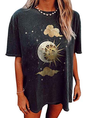 Tomwell Damen Sommer T-Shirt Basic Kurzarm Tops V-Ausschnitt Lockere Oberteile Solide Casual Shirts C Dunkelgrau J XL von Tomwell