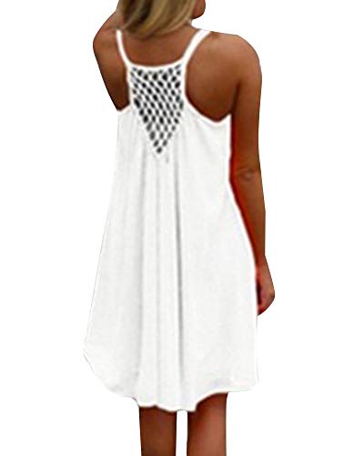 Tomwell Damen Strandkleid Solide Sommerkleid Frauen Ärmellos Strand Kleid Boho Halter Beiläufig Lose Tunika Blusenkleider Kurz Partykleid von Tomwell