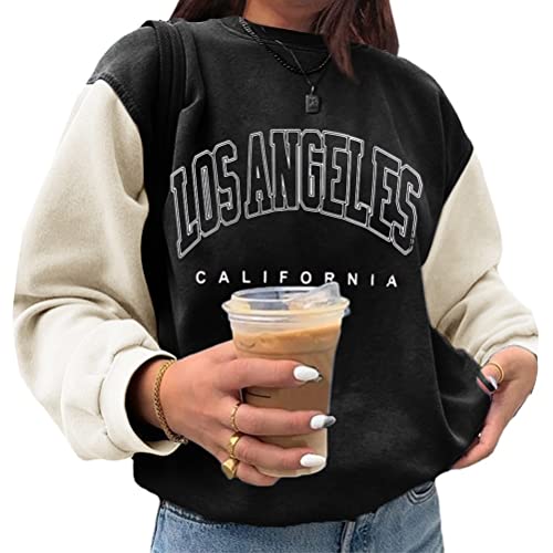 Tomwell Damen Sweatshirt Buchstaben Druck Langarm Rundhals Pullover Warm Pulli Oversized Casual Bequem Teenager Mädchen Hoodie Sportbekleidung Lang Tops W Schwarz L von Tomwell