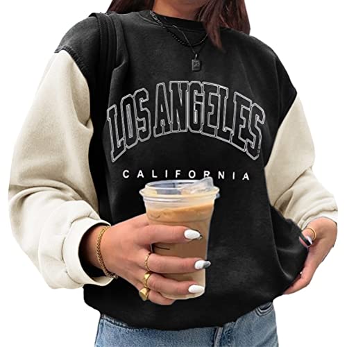 Tomwell Damen Sweatshirt Buchstaben Druck Langarm Rundhals Pullover Warm Pulli Oversized Casual Bequem Teenager Mädchen Sportbekleidung Lang Tops W Schwarz M von Tomwell