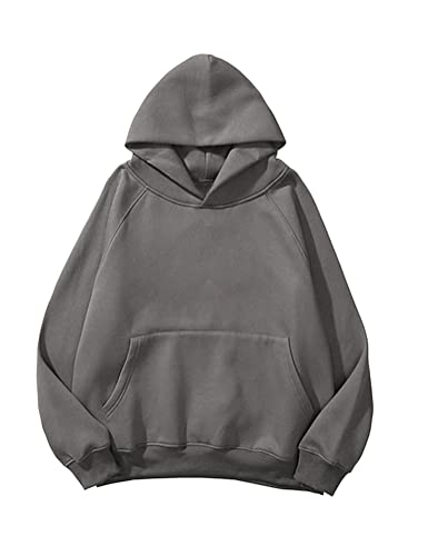 Tomwell Hoodie Damen Herbst Winter Kapuzenpullover Oversize Pullover mit Kapuze Teenager Mädchen Langarm Sweatshirt Casual Pulli mit Taschen G Dunkelgrau XXL von Tomwell