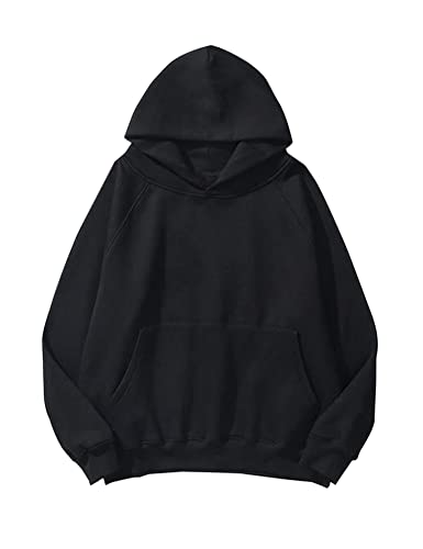 Tomwell Hoodie Damen Herbst Winter Kapuzenpullover Oversize Pullover mit Kapuze Teenager Mädchen Langarm Sweatshirt Casual Pulli mit Taschen G Schwarz L von Tomwell