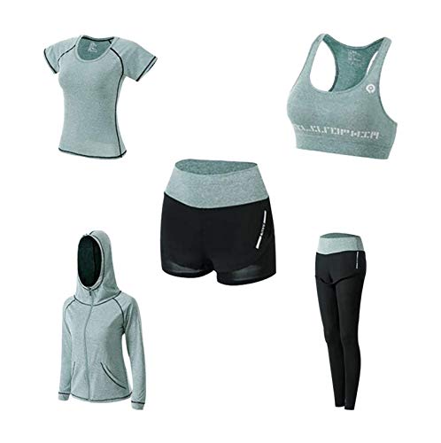 Tomwell Damen Trainingsanzüge Yoga Kleidung Anzug 2 Set Sportanzüge Jogginganzug Gym Fitness Kleidung Laufbekleidung Sportswear Sport Yoga Outfit Damen BH Leggings Set Grün M von Tomwell