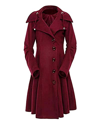 Tomwell Damen Trenchcoat Zweireiher Langer Mantel Klassische Herbst Frühling Übergangs Jacke Winddichter Mantel A Weinrot L von Tomwell