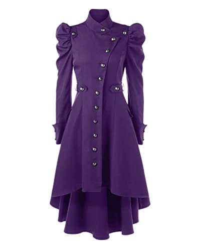 Tomwell Damen Trenchcoat Zweireiher Langer Mantel Klassische Herbst Frühling Übergangs Jacke Winddichter Mantel B Violett XS von Tomwell