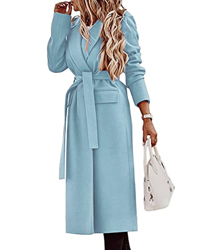 Tomwell Damen Trenchcoat Zweireiher Mantel Wasserabweisender Jacke Dünne Übergangjacke Leichter Mantel Knielang Cardigan A Blau M von Tomwell