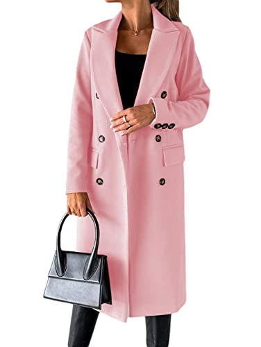 Tomwell Damen Trenchcoat Zweireiher Mantel Wasserabweisender Jacke Leichter Mantel Knielang Cardigan C Rosa XL von Tomwell