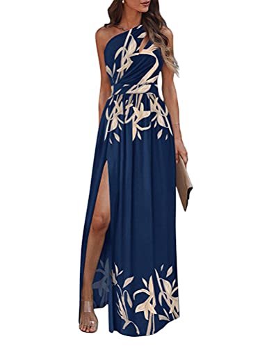 Tomwell Damen Wickelkleid Langes Abendkleid Hochzeit Brautjungfernkleid Partykleid Cocktailkleid V-Ausschnitt Rückenfrei Maxikleid Sommer Strandkleid C Blau S von Tomwell