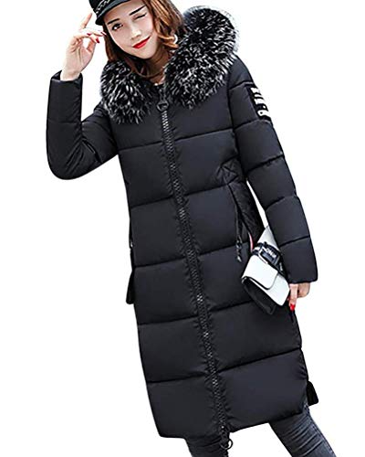 Tomwell Damen Winterjacke Parka Daunenjacke Jacke Mantel Lange mit Fellkapuze Steppjacke Warm Wintermantel Outwear A Schwarz 36 von Tomwell