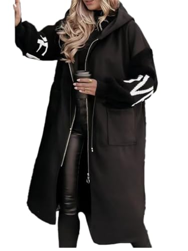 Tomwell Damen Wintermäntel Lang Casual Kapuzenmantel Frauen Oberbekleidung Herbst Winter Wintermantel Kapuze Outdoorjacke A Schwarz S von Tomwell