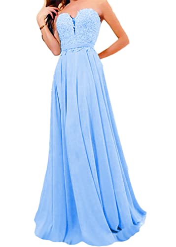 Tomwell Festliche Kleider Abschlussball Kleider Damen Spitzenkleid A Linie Spaghetti Kleid Cocktailkleid Elegant Brautjungfernkleider Trauzeugin Hochzeit Gast Kleider A Blau L von Tomwell