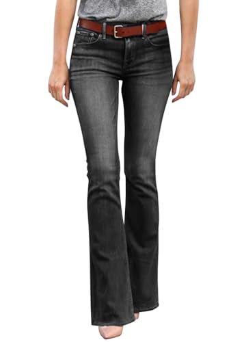 Tomwell Flared Jeans Schlaghose Damen Stretch Slim Fit Bootcut Jeanshose Retro Denim Pants A Schwarz XXL von Tomwell
