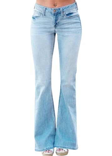Tomwell Flared Jeans Schlaghose Damen Stretch Slim Fit Bootcut Jeanshose Retro Denim Pants B Hellblau M von Tomwell