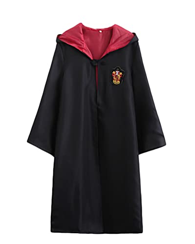 Tomwell HP Cosplay Umhang mit Kapuze Kostüm Set Umhang Mantel Zauberstab Krawatte Schal Gryffindor Kostüm Schuluniform Fasching Karneval Kostüm Halloween Fest A Rot XL von Tomwell