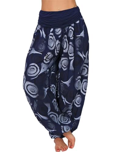 Tomwell Haremshose Damen Lang Lose Bedrucken Pumphose Leichte Sommer Lässige Blumenmuster Aladin Pants Yogahose Strandhose mit Elastischen Bund B Dunkelblau XL Tomwell Haremshose Damen Lang Lose Bedrucken Pumphose Leichte Sommer Lässige Blumenmuster Aladin Pants Yogahose Strandhose mit Elastischen Bund B Dunkelblau XL von Tomwell