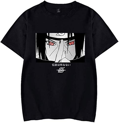 Tomwell Herren Anime 3D Aufdruck T-Shirt von Uchiha Itachi Shirt Mode Lässig Kurzarm Frauen Männer Mädchen Jungen Sommer Tops Unisex A Schwarz XL von Tomwell